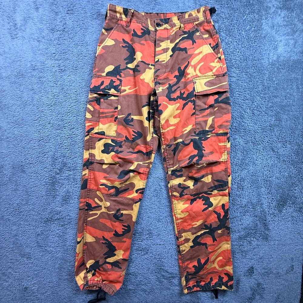 Rothco Tactical Orange Camo Pants Mens S Adjustable Gusseted Crotch Cargo